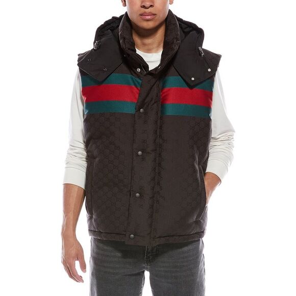 Gucci Mens  Gg Printed Padded Jacket, Brown - Picture 1 of 3